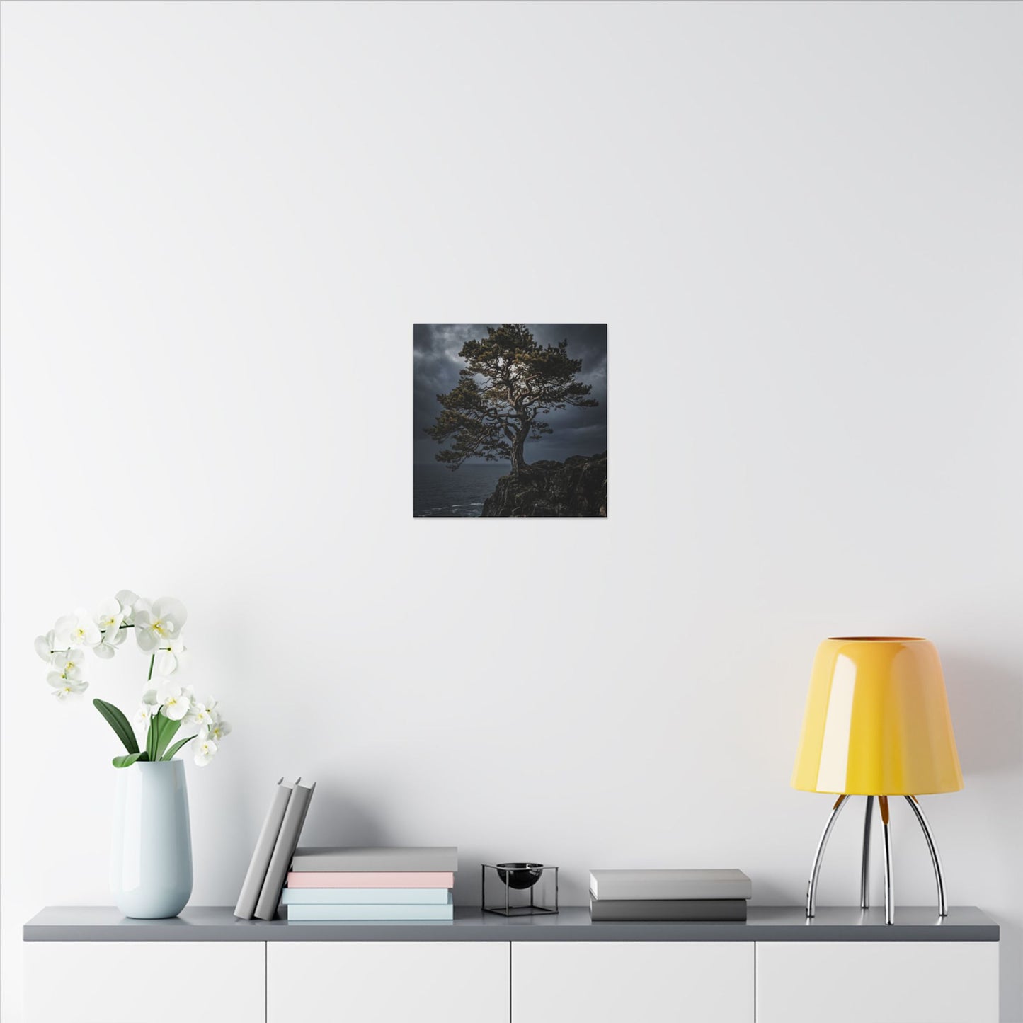 Dappled Pine Tree Canvas Art - Dark Japandi Fukinsei