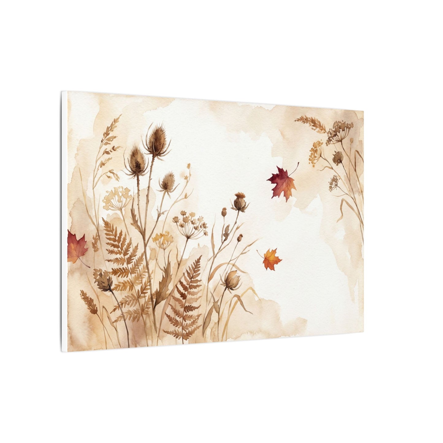 Dried Flowers Canvas Art | Autumn Japandi Watercolor Art