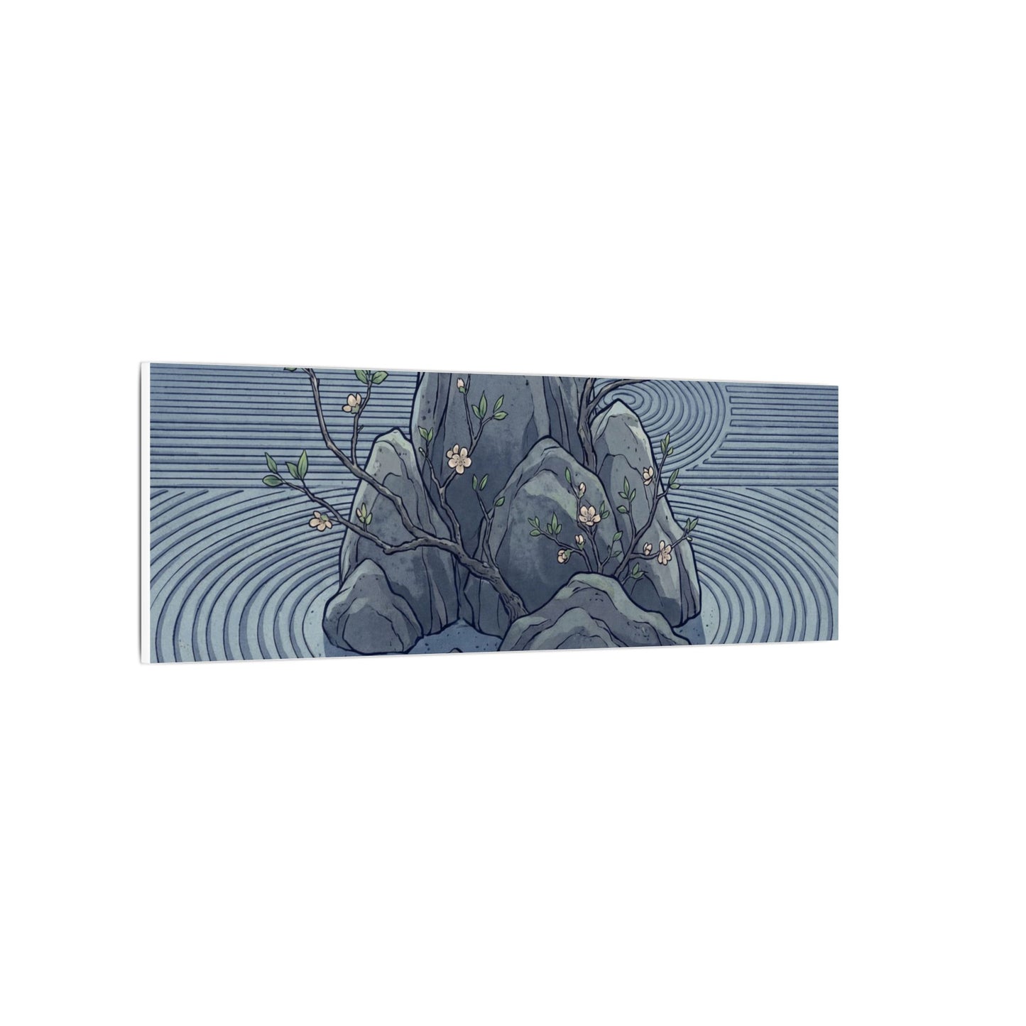 Spring Rock Garden Ukiyo E Inspired Canvas Art | Tranquil Decor