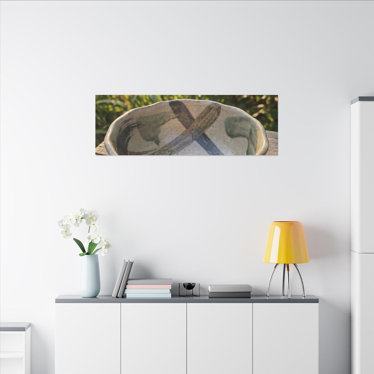 Earthy Ceramic Bowl Canvas Art - Japanese Pattern Japandi