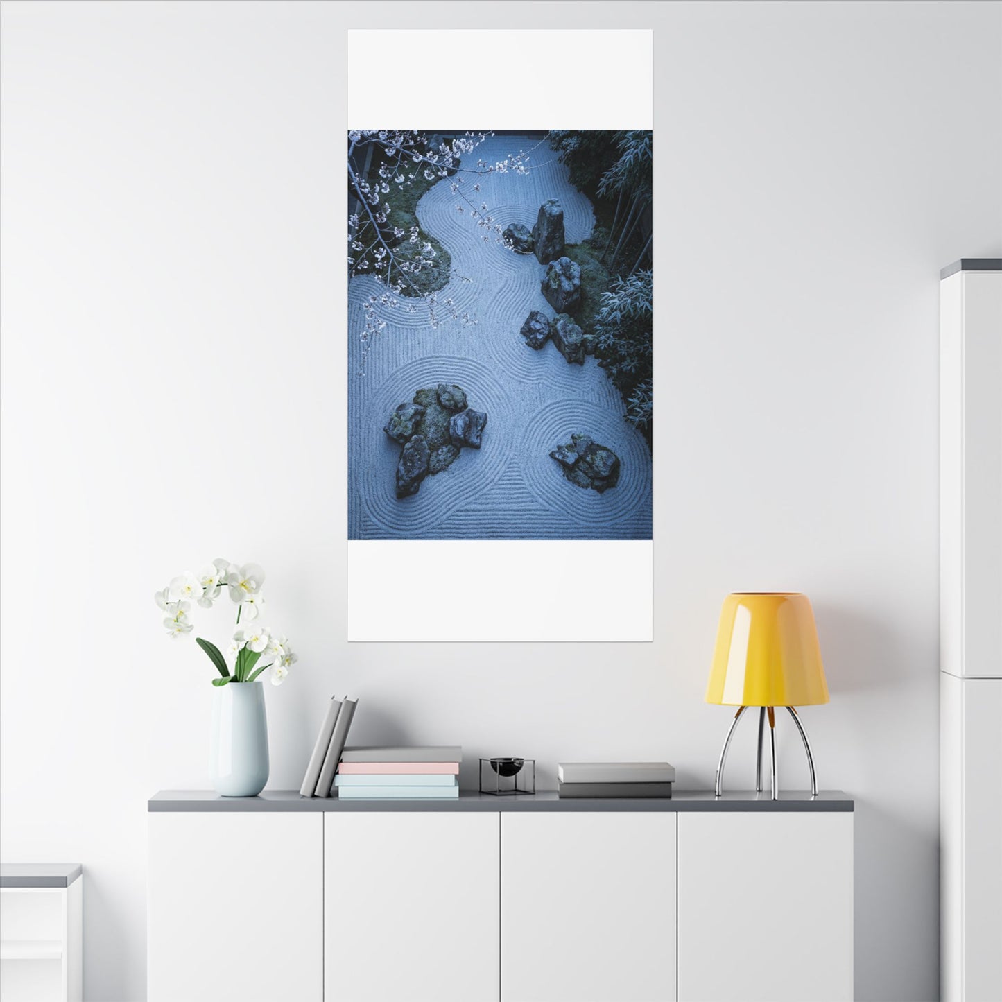 Contemplative Cherry Blossom Canvas Art - Karesansui Zen