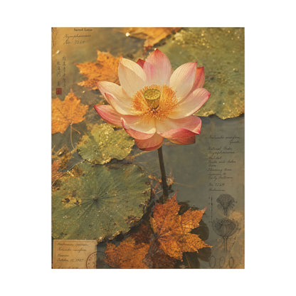 Autumn Lotus Flower Herbarium Canvas Art | Rustic Decor