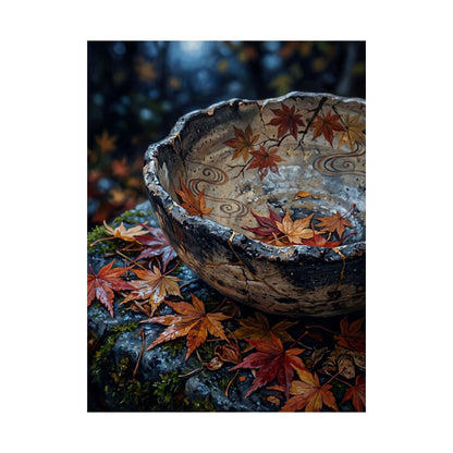 Autumn Ceramic Bowl Japanese Pattern Wall Art Print | Earthy Decor