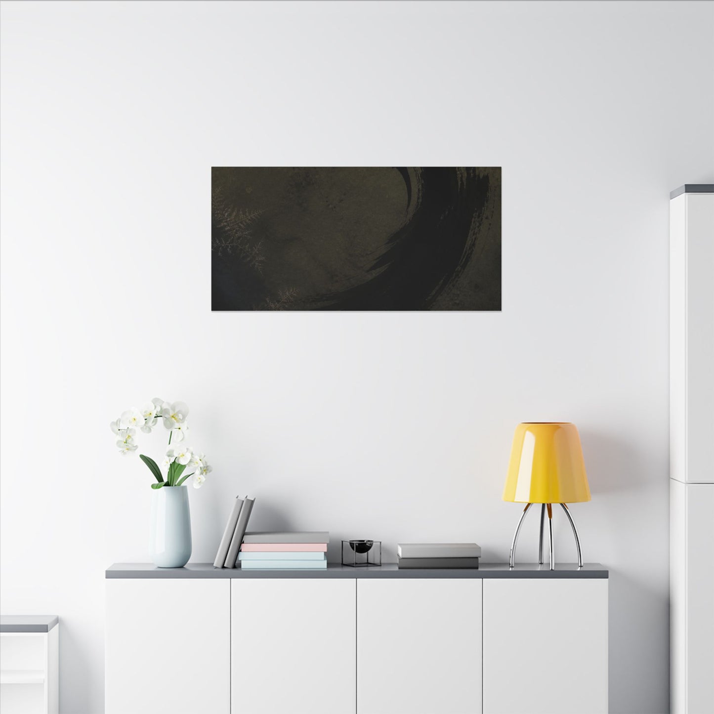 Seijaku Ink Brushstroke Canvas Art - Dark Japandi Moody Minimal
