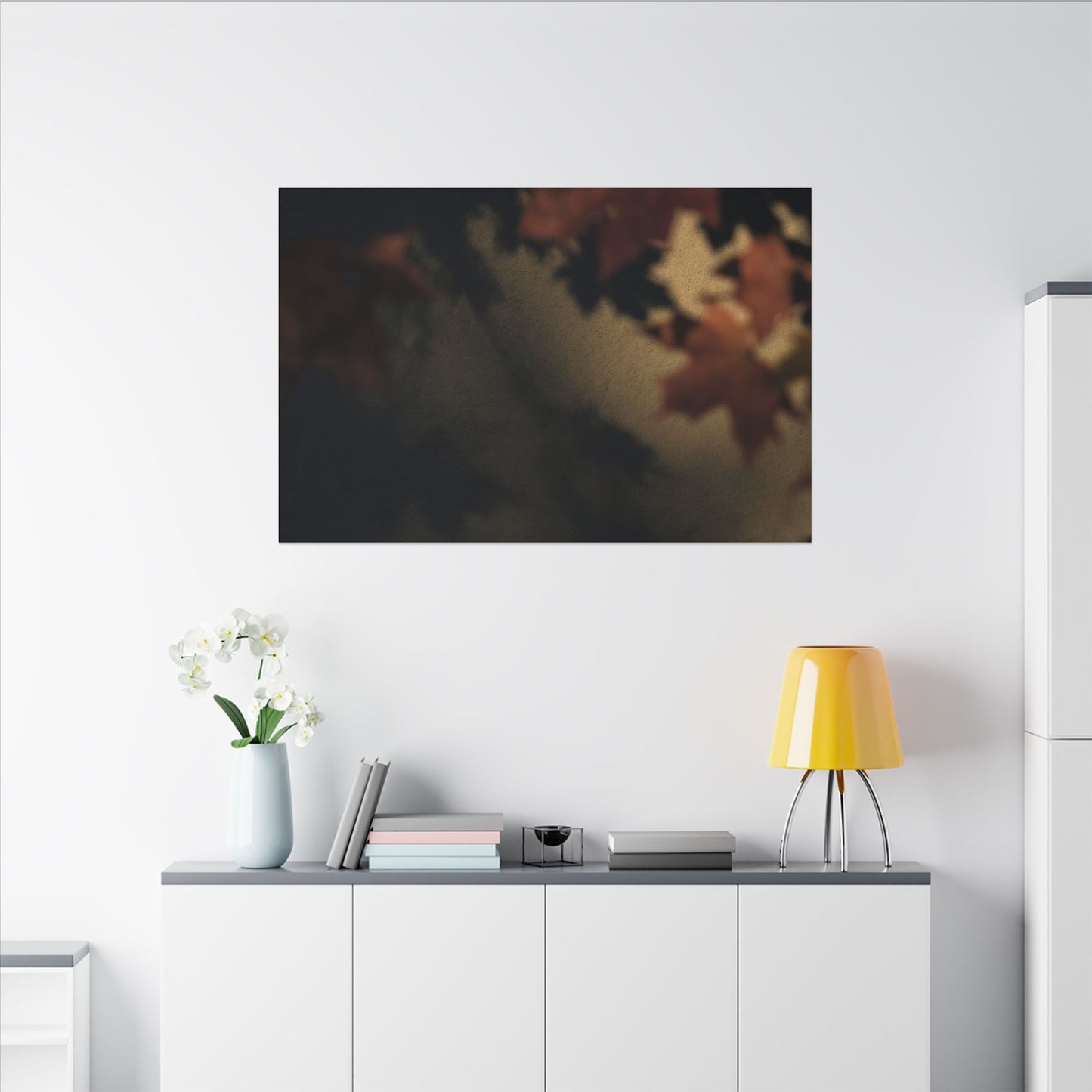 Shadow Play Canvas Art | Autumn Dark Japandi Moody Minimal Art