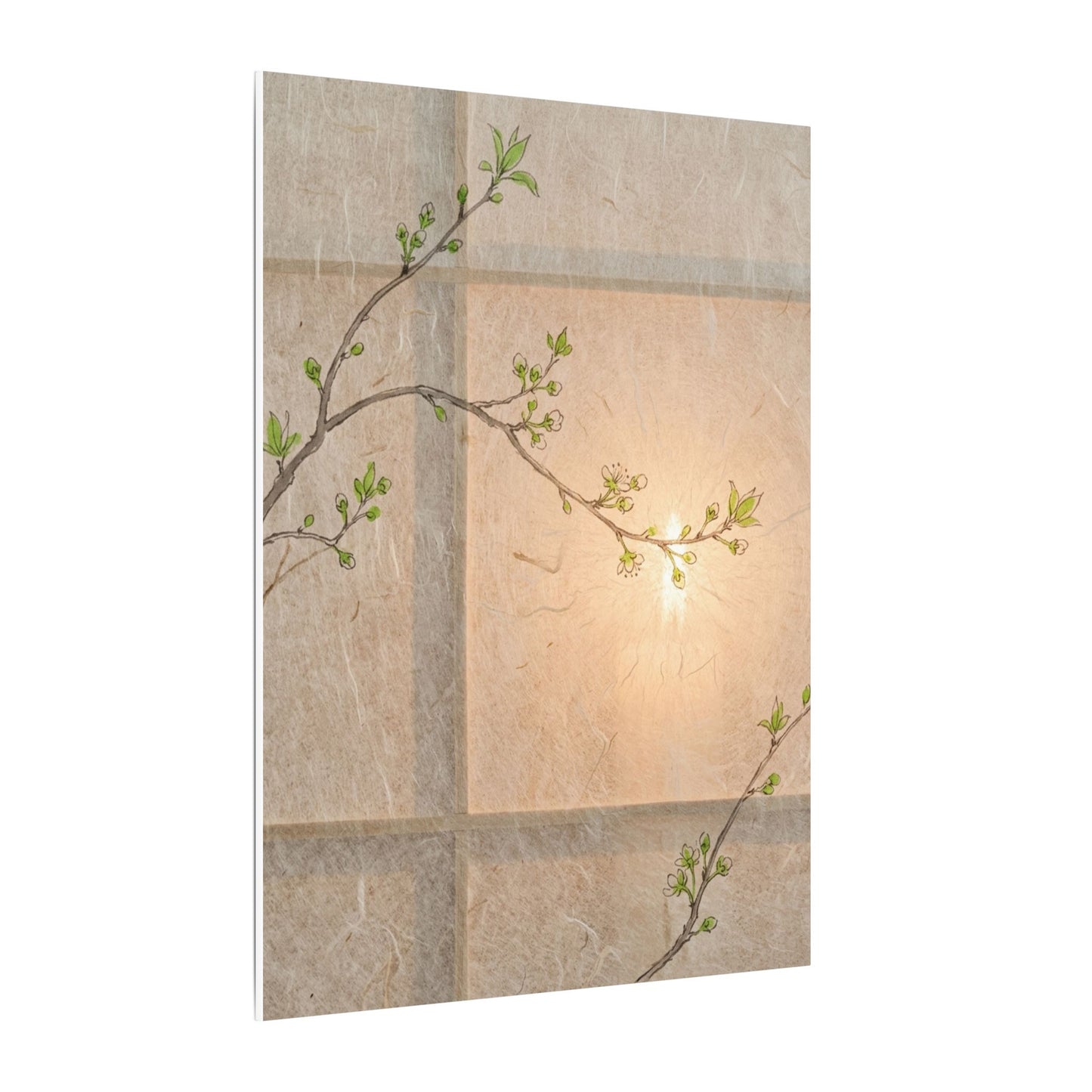 Warm Shoji Screen Canvas Art - Minimal Line Japandi