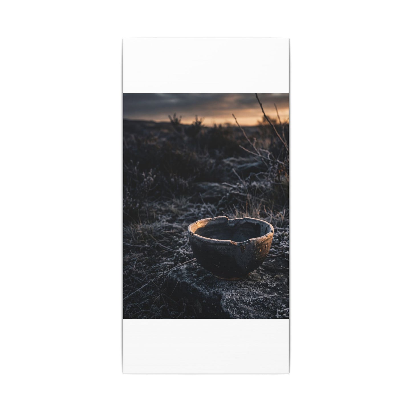 Kanso Ceramic Bowl Canvas Art - Dark Japandi Dark Texture