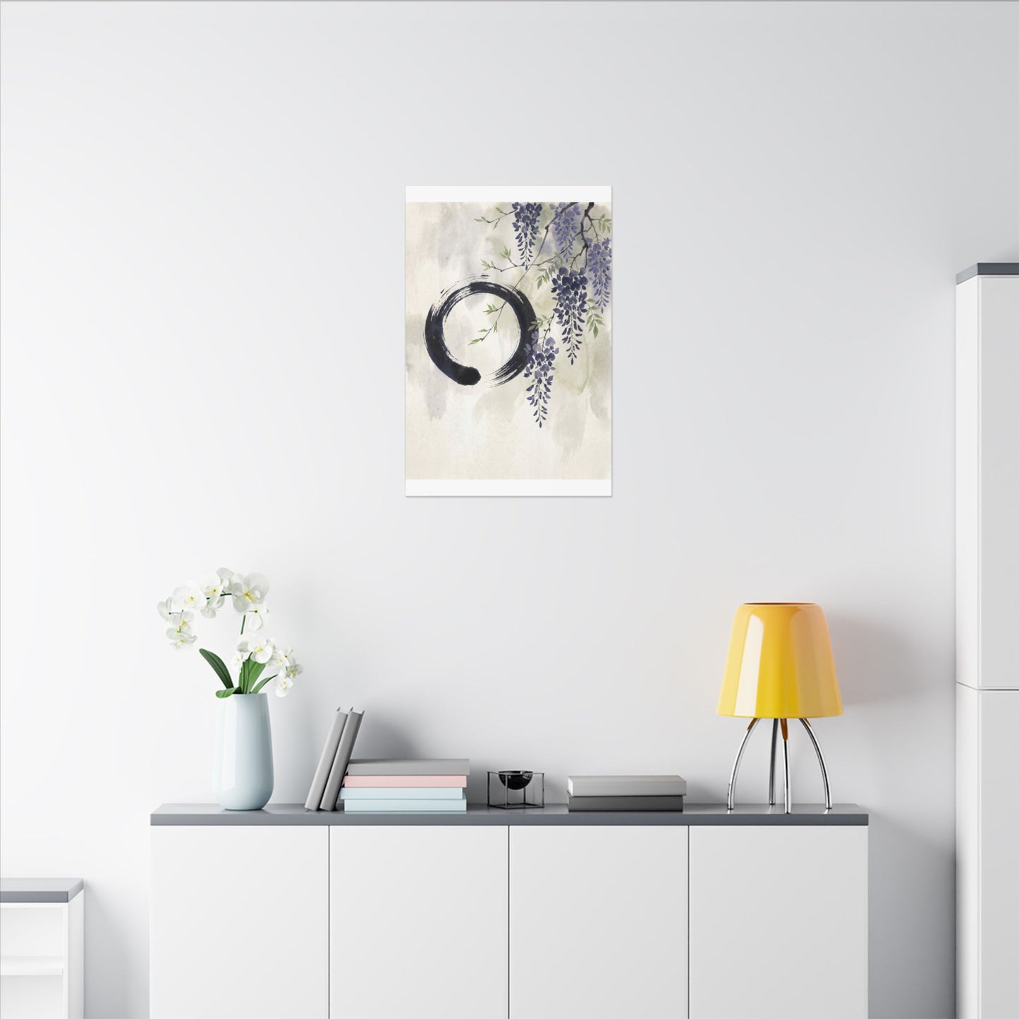 Wisteria Enso Canvas Art | Serene Zen Art