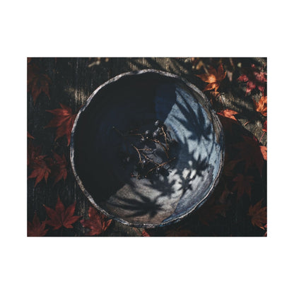 Autumn Ceramic Bowl Shadow Zen Canvas Art | Bold Decor