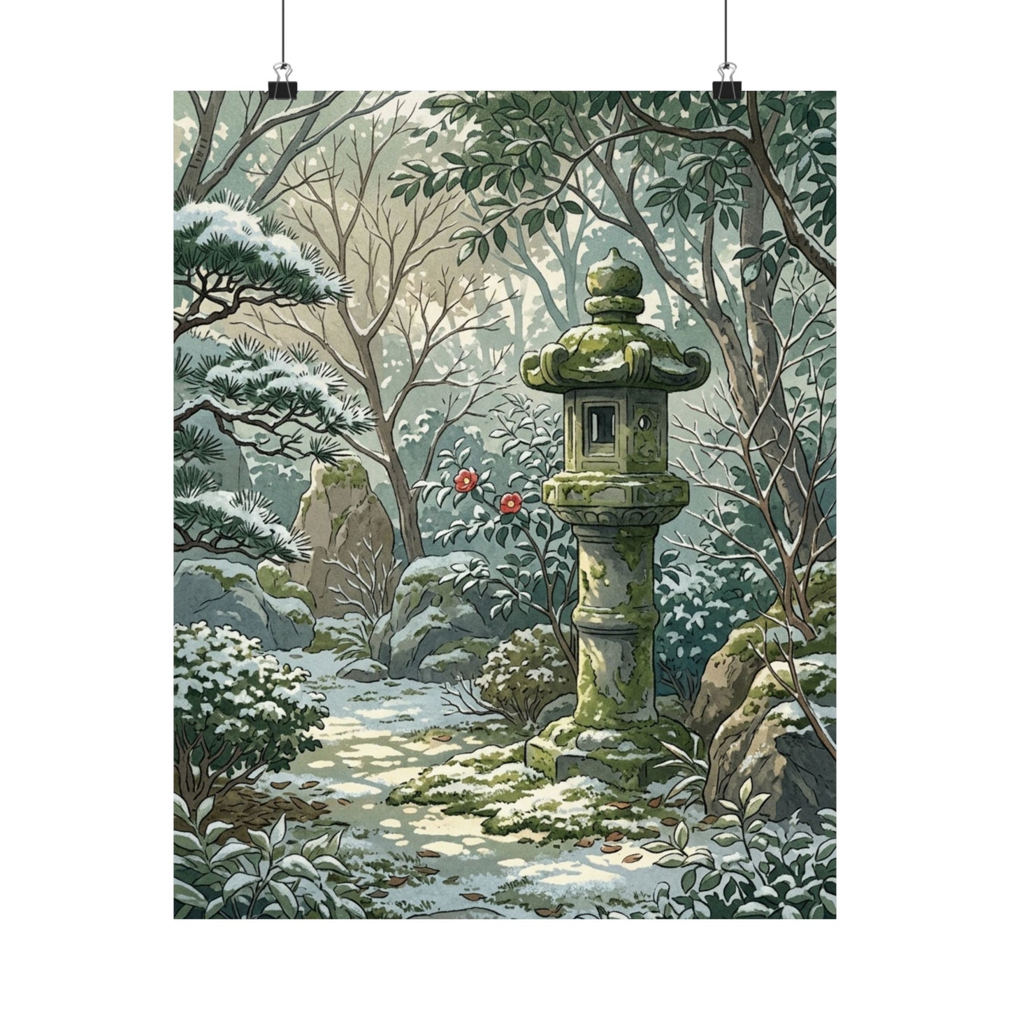 Dappled Stone Lantern Wall Art Print - Japandi Datsuzoku