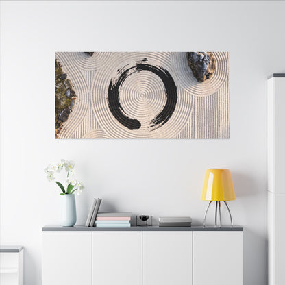 Rock Garden Canvas Art | Winter Zen Enso Art