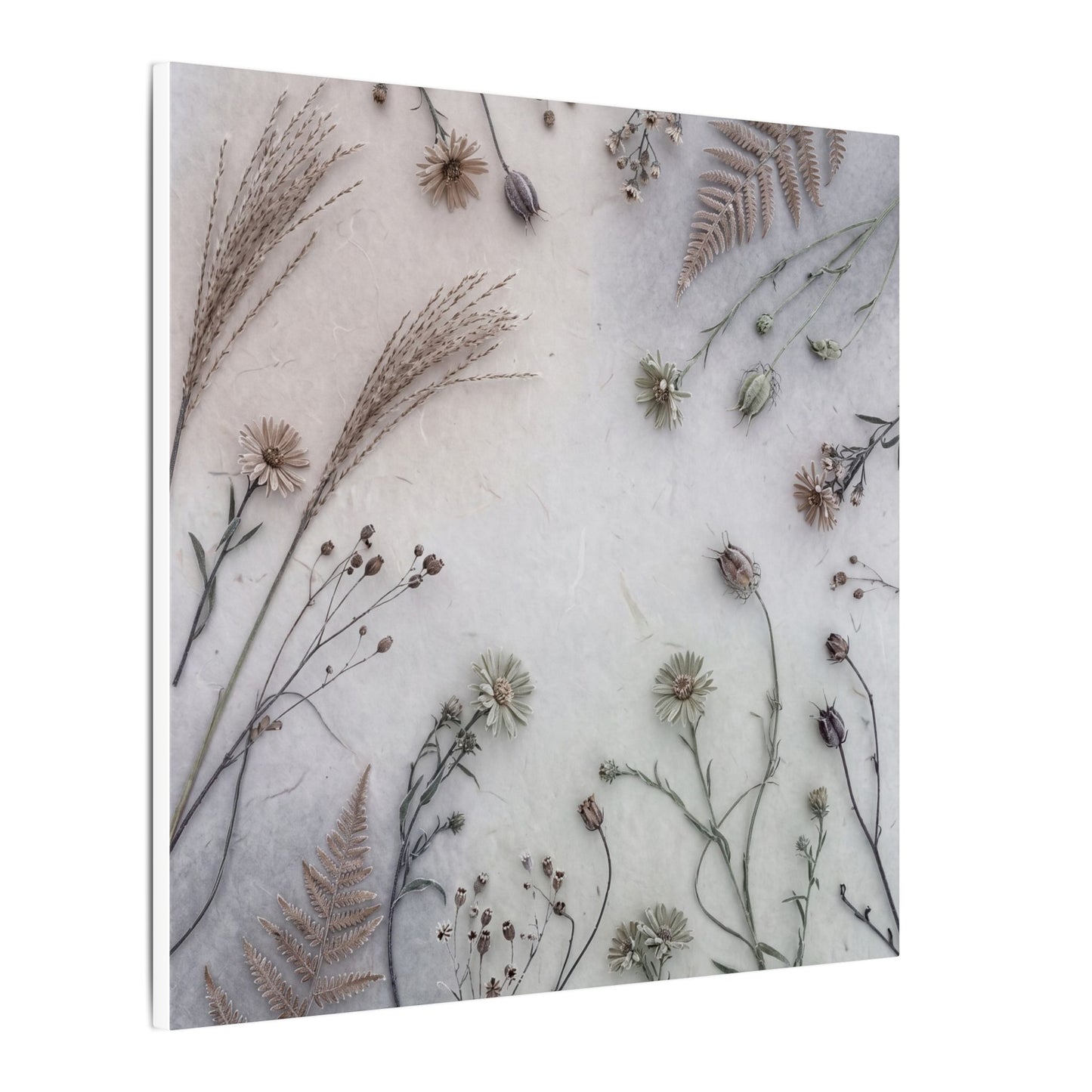Dried Flowers Japanese Pattern Canvas Art | Elegant Japandi Art