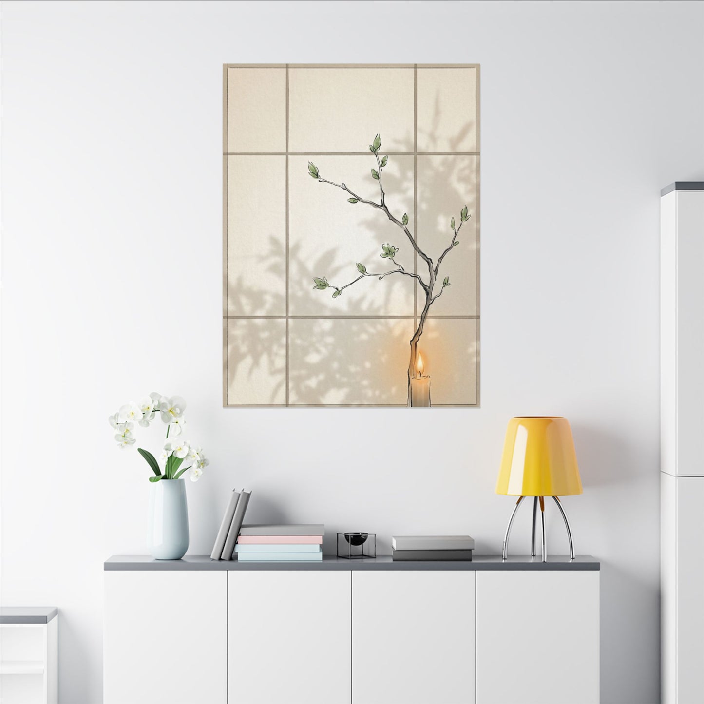 Shoji Screen Spring Canvas Art | Japandi Cozy Design