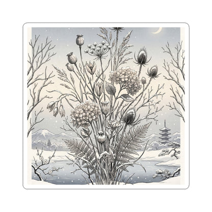 Seijaku Dried Flowers Sticker - Zen Ukiyo E Inspired
