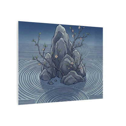 Spring Rock Garden Ukiyo E Inspired Canvas Art | Tranquil Decor