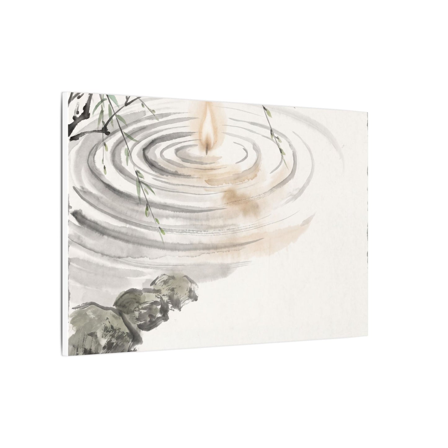 Water Ripple Sumi E Canvas Art | Tranquil Zen Art