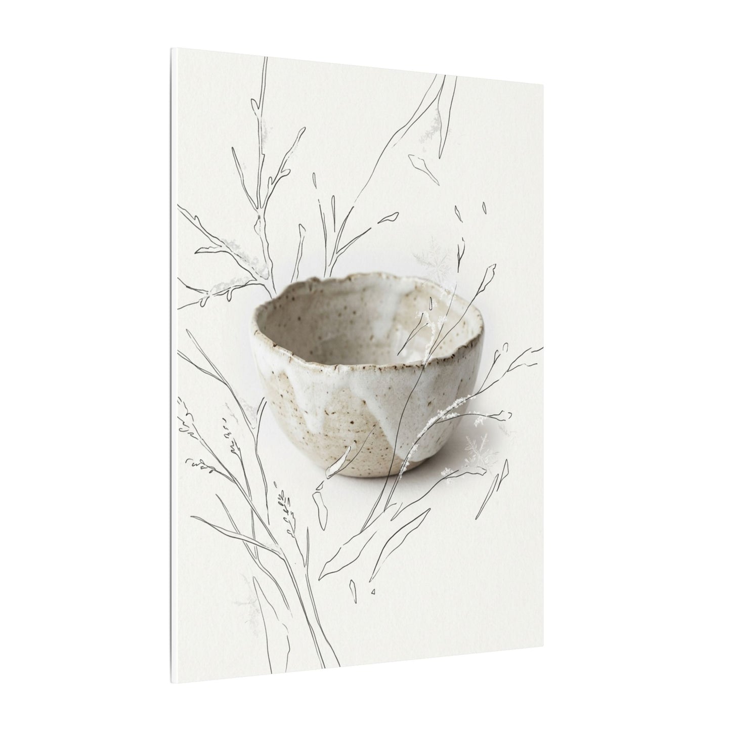 Neutral Ceramic Bowl Canvas Art - Minimal Line Japandi