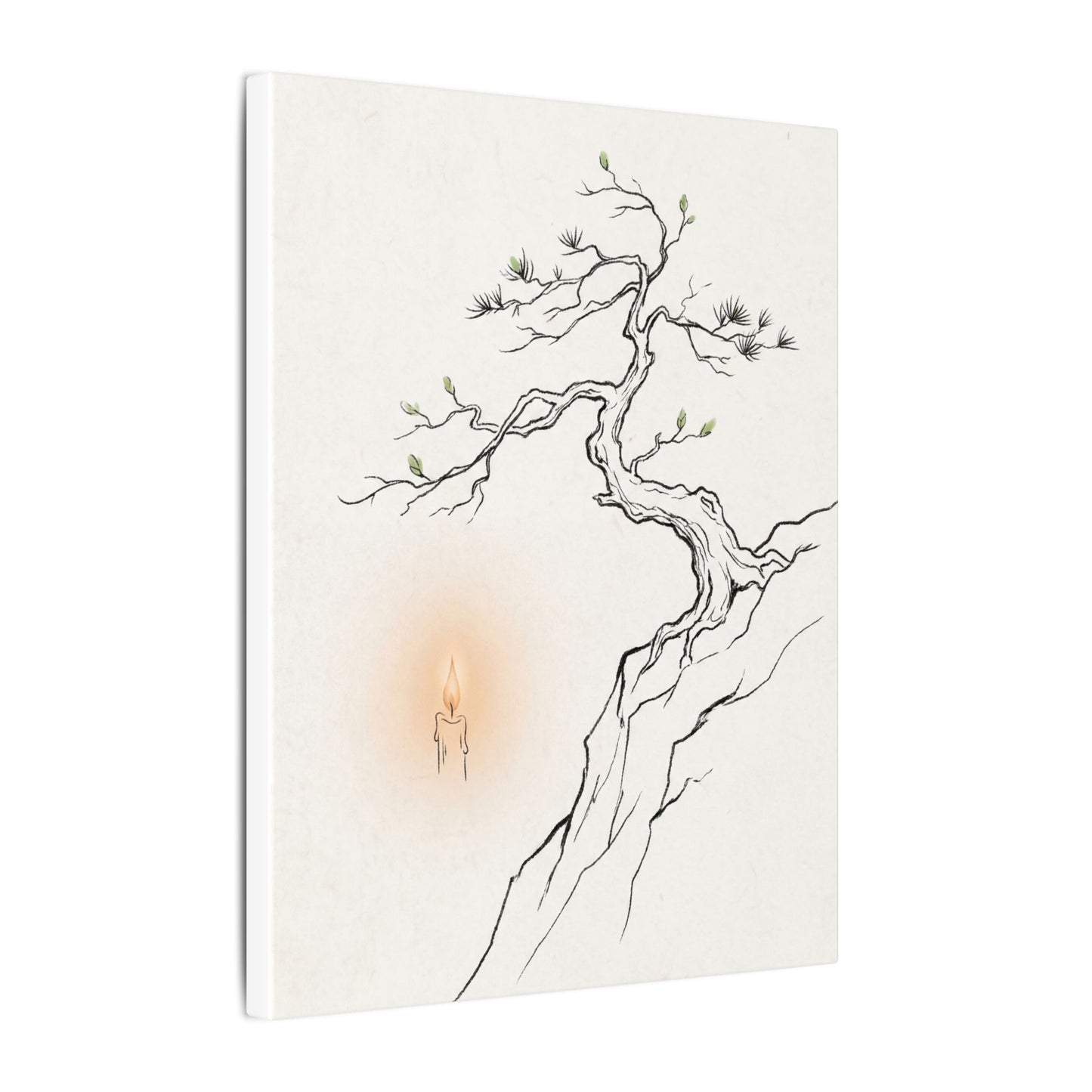 Candlelight Pine Tree Canvas Art - Japandi Shibui