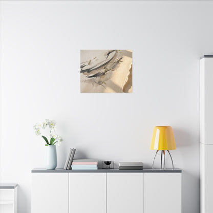 Ink Brushstroke Watercolor Canvas Art | Neutral Japandi Art
