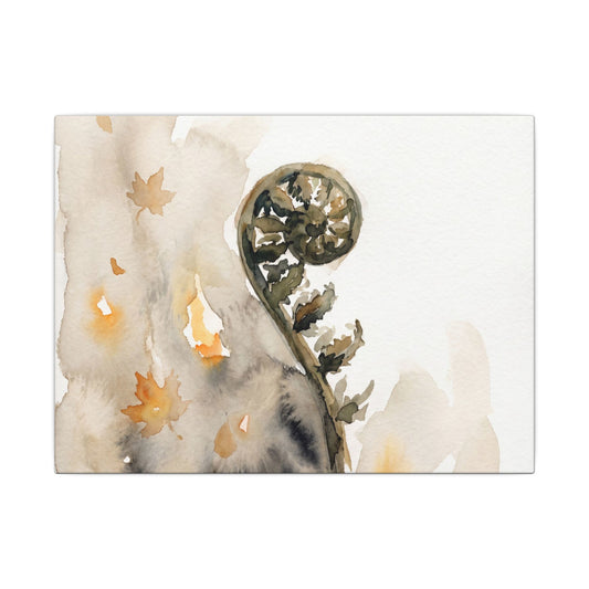 Fern Unfurling Watercolor Canvas Art | Earthy Japandi Art Art Print