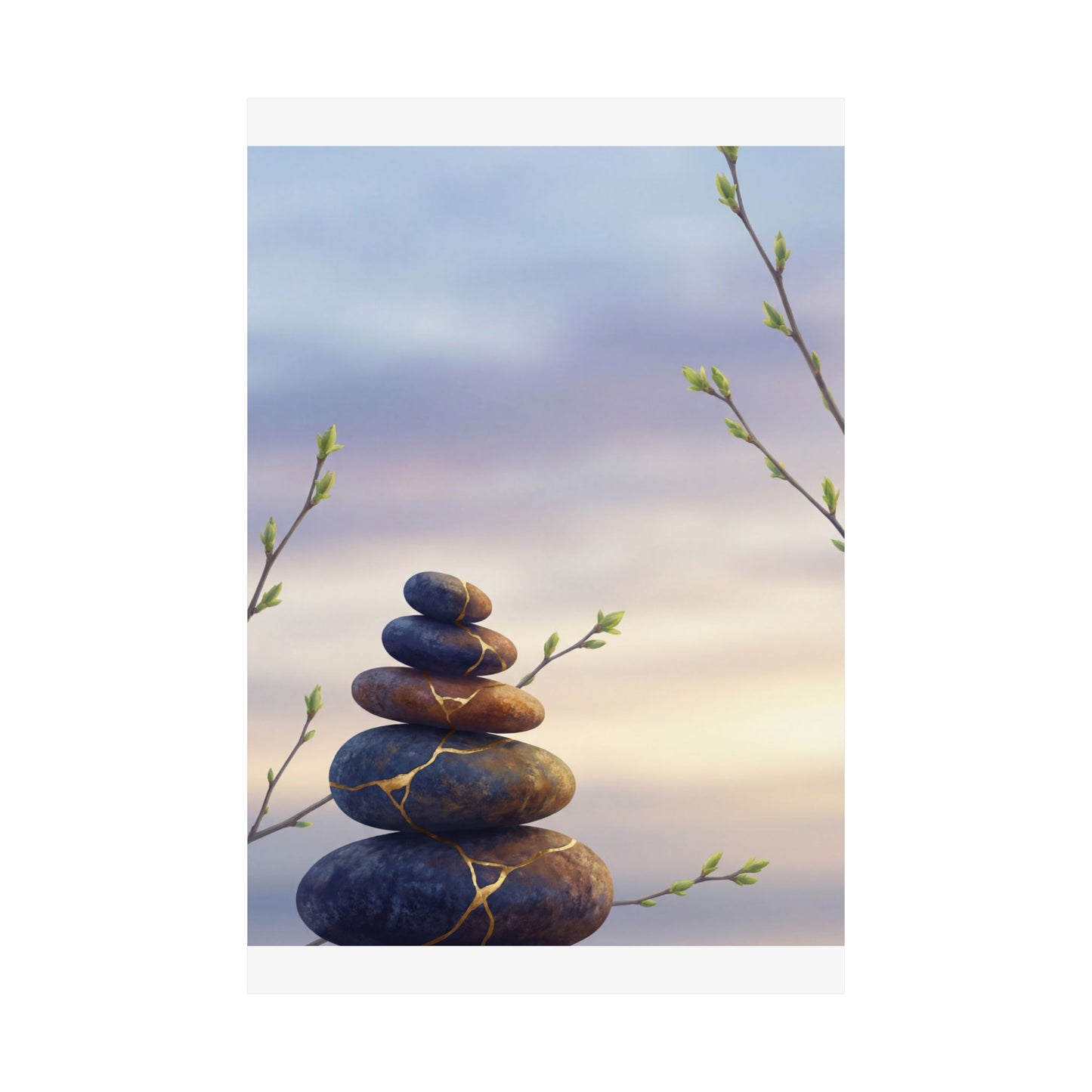 Spring River Stones Gold Vein Wall Art Print | Beautiful Decor