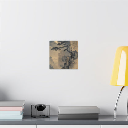 Japandi Pine Tree in Moonlight | Japanese Pattern Canvas Art