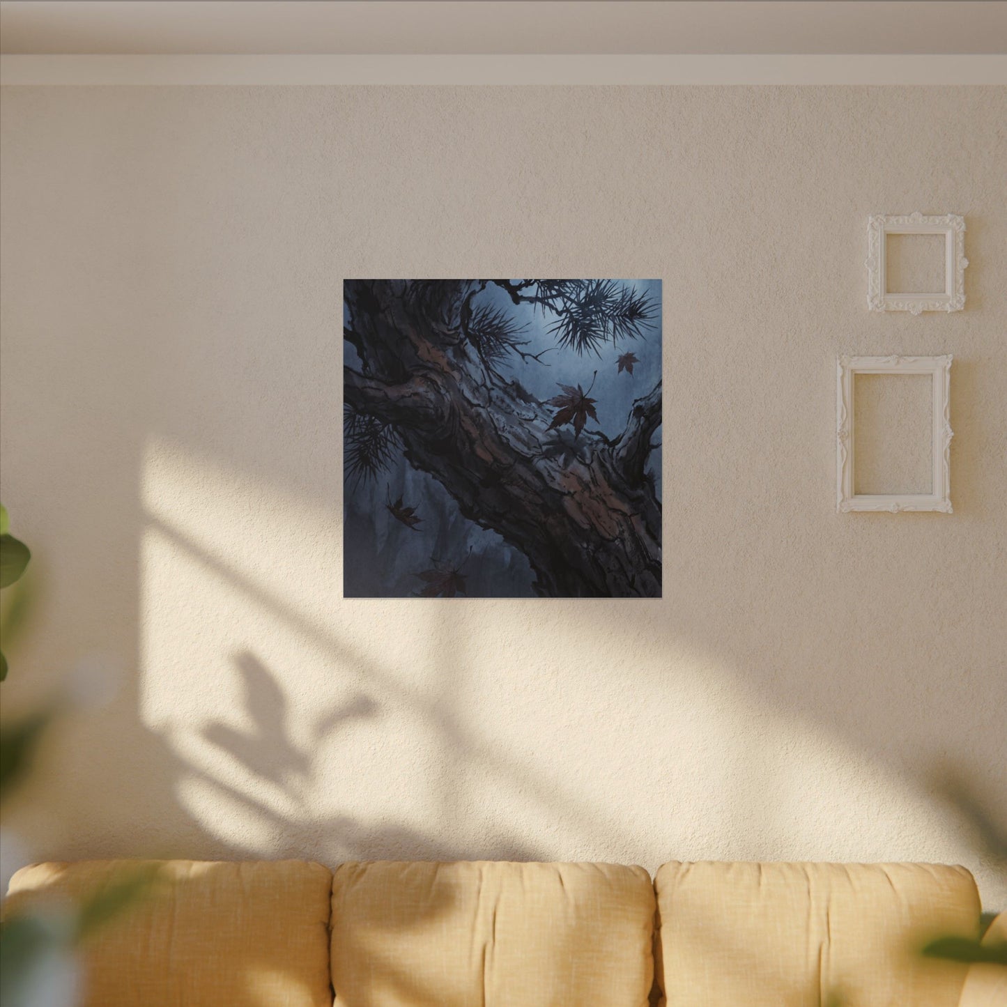 Atmospheric Pine Tree Canvas Art - Shadow Zen Dark Japandi