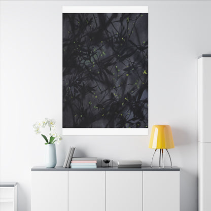 Shadow Play Spring Canvas Art | Dark Japandi Atmospheric Design