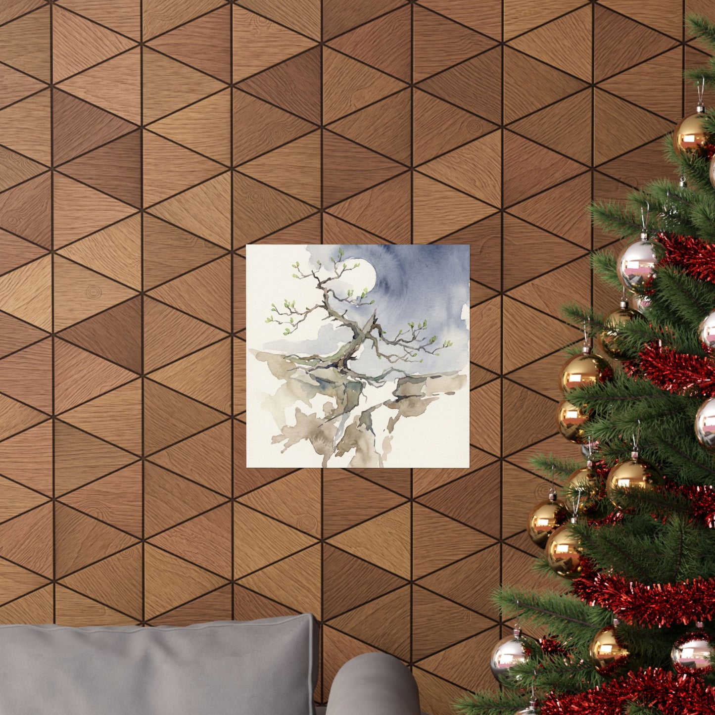 Pine Tree Spring Wall Art Print | Japandi Elegant Design