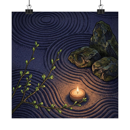 Rock Garden Wall Art Print | Spring Zen Ukiyo E Inspired Art