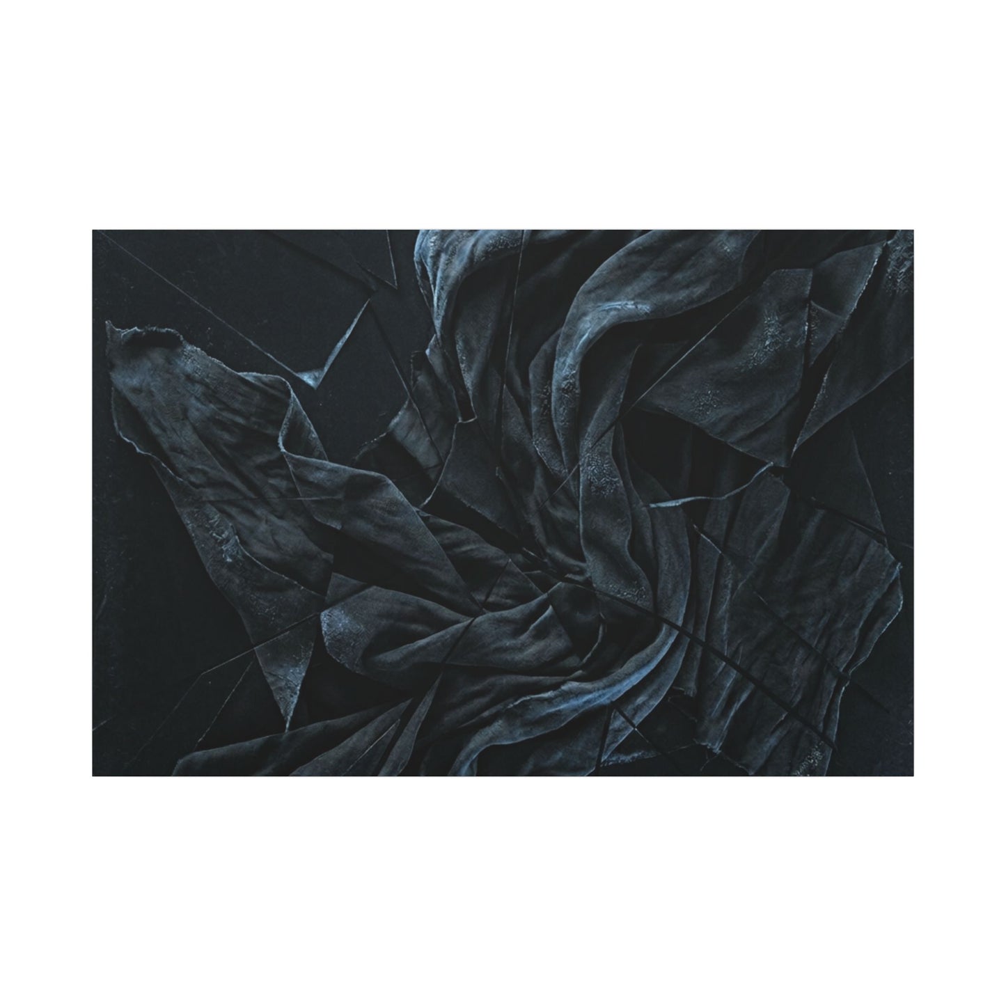 Dark Japandi Silk Drape in Moonlight | Moody Minimal Canvas Art