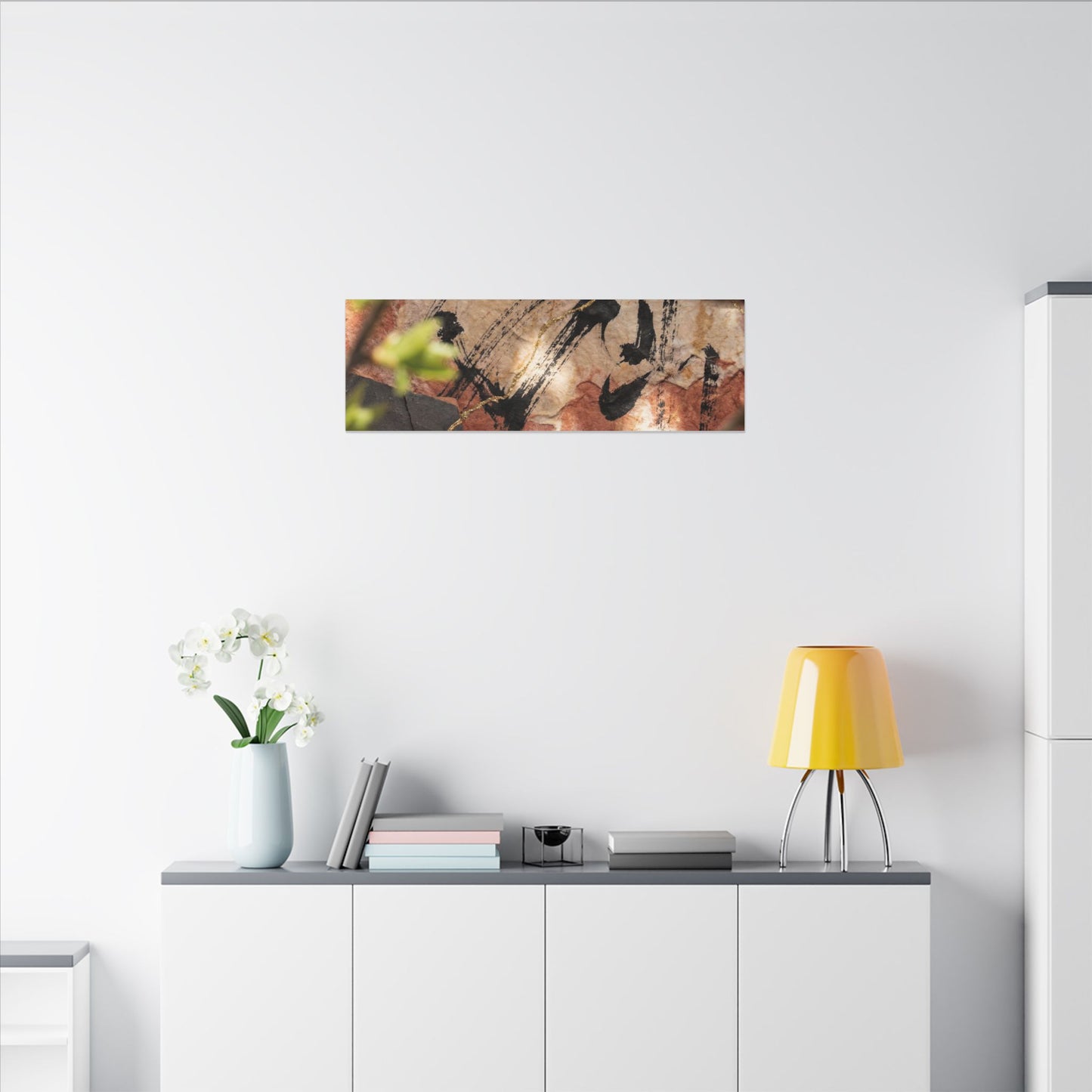 Datsuzoku Ink Brushstroke Canvas Art - Kintsugi Gold Repair