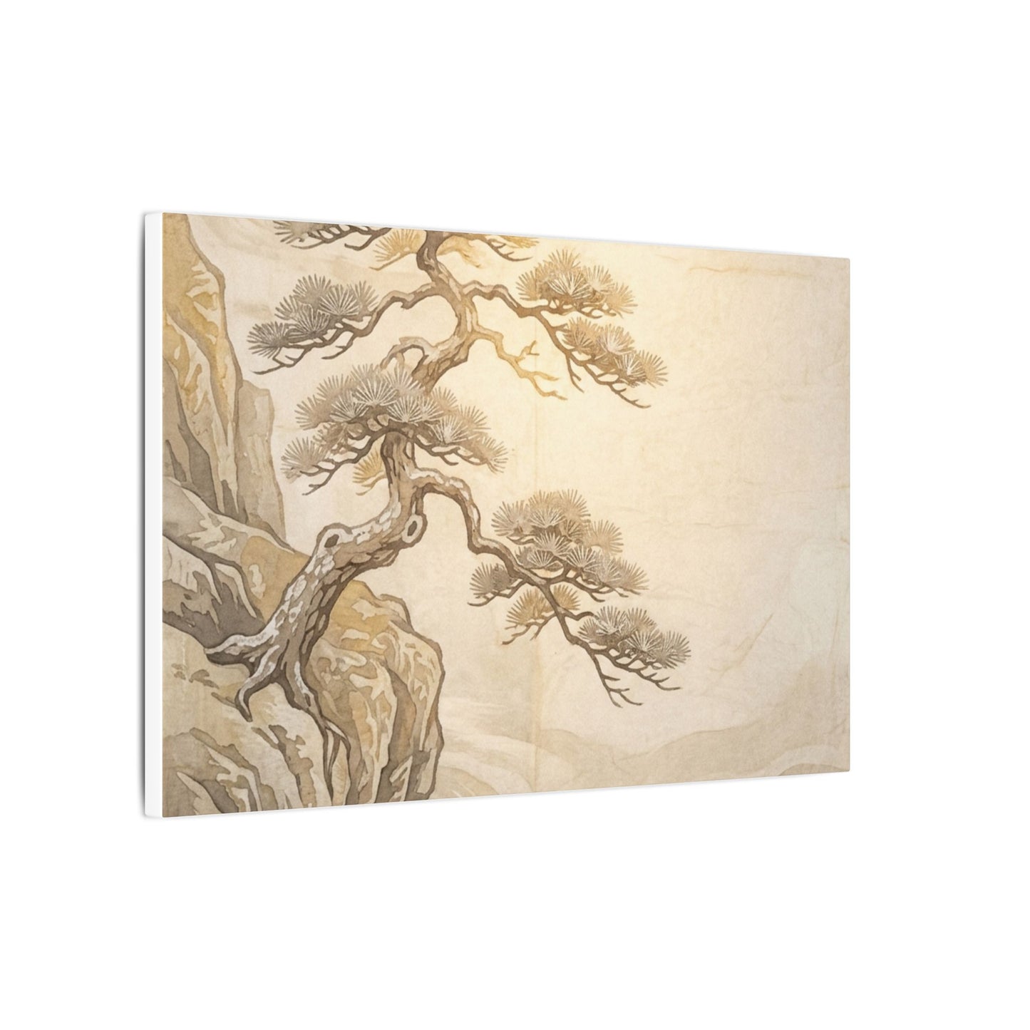 Winter Pine Tree Japanese Pattern Canvas Art | Elegant Decor
