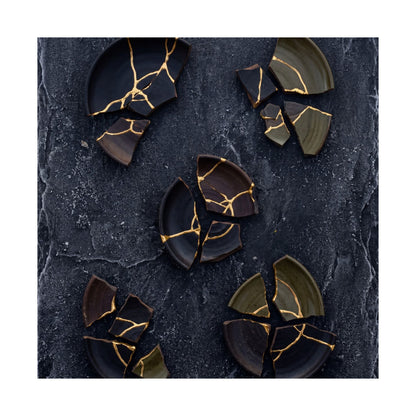 Moody Broken Pottery Wall Art Print - Shadow Zen Dark Japandi