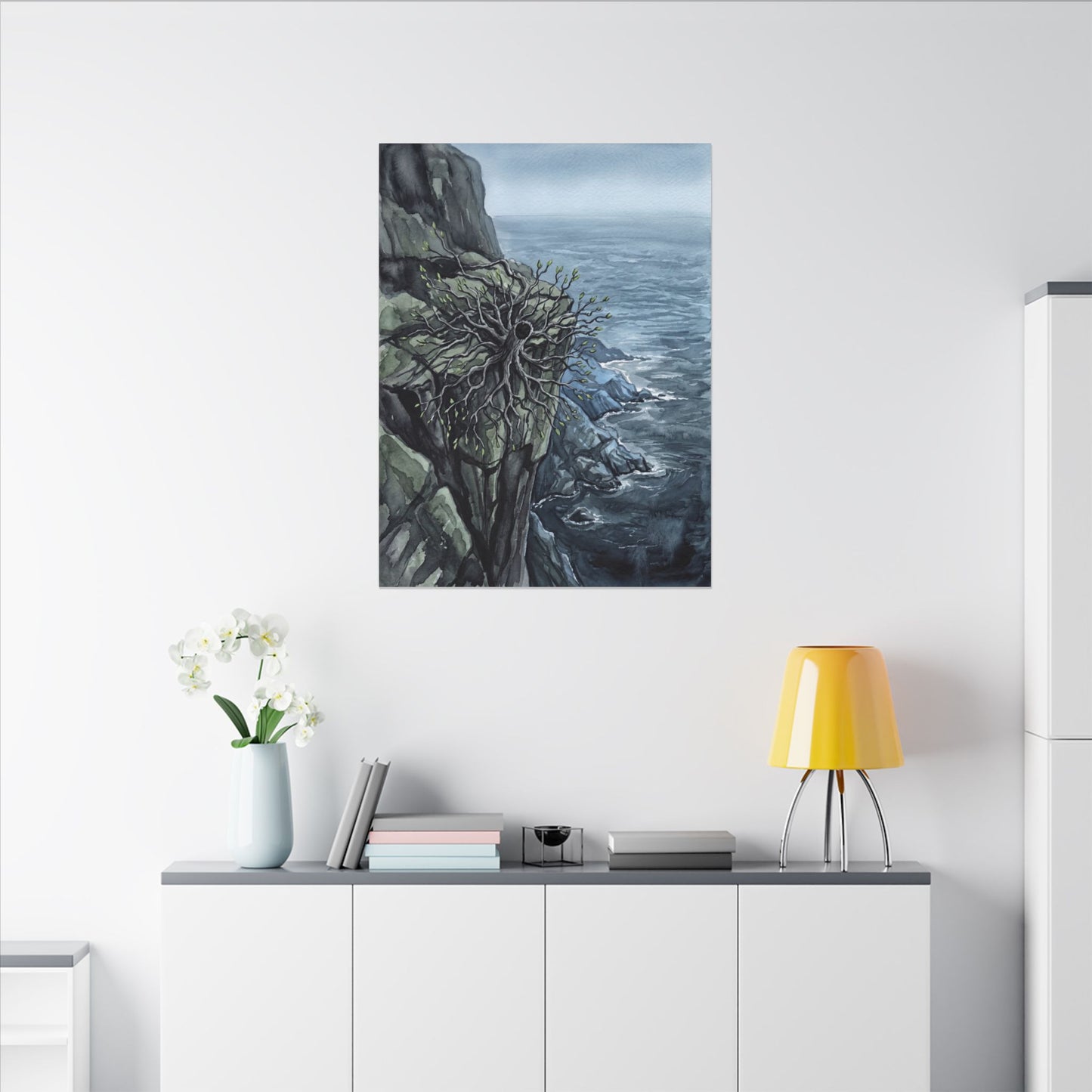 Pine Tree Spring Canvas Art | Japandi Neutral Design