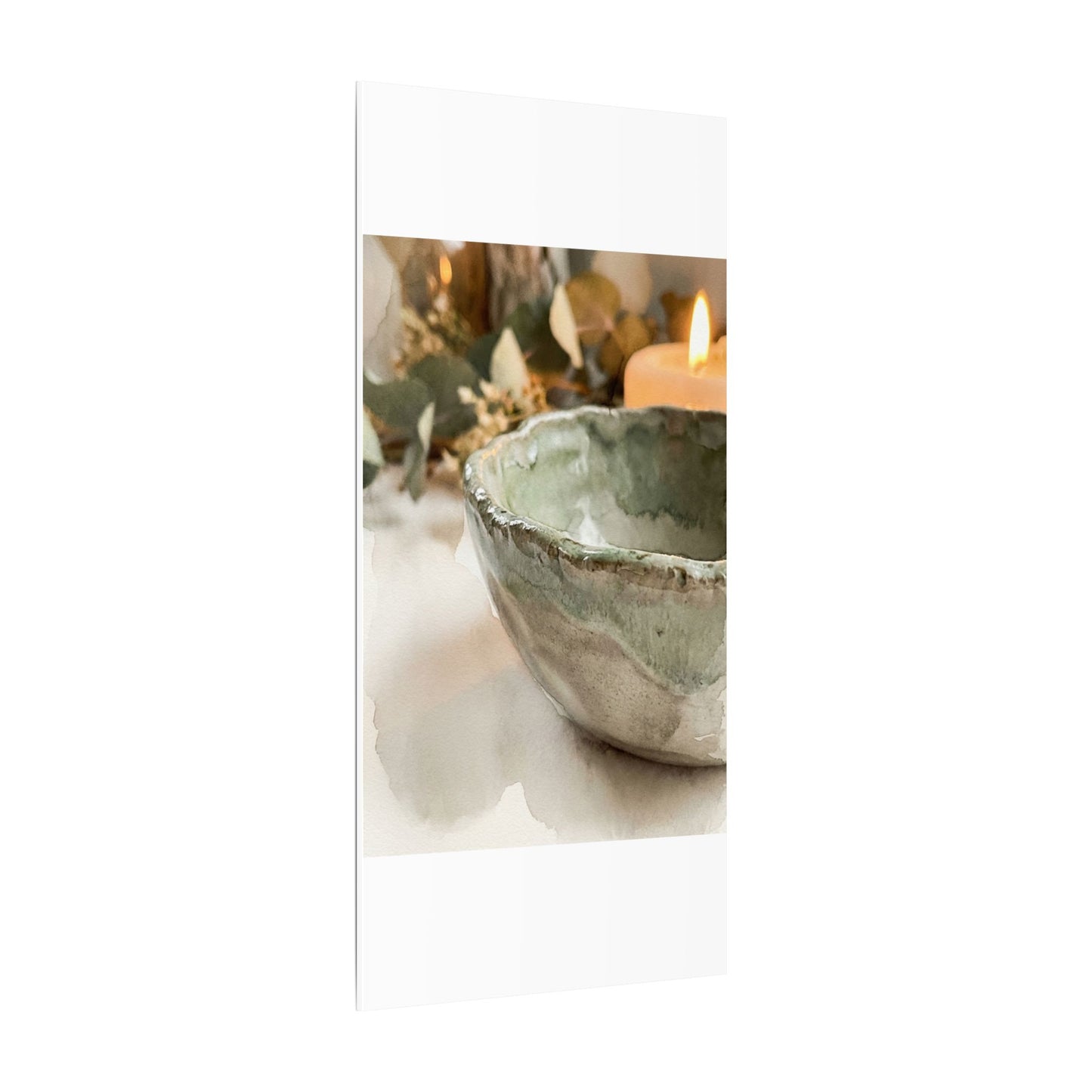 Ceramic Bowl Canvas Art | Summer Japandi Watercolor Art