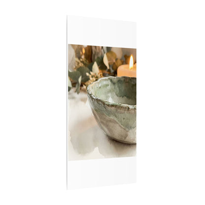 Ceramic Bowl Canvas Art | Summer Japandi Watercolor Art