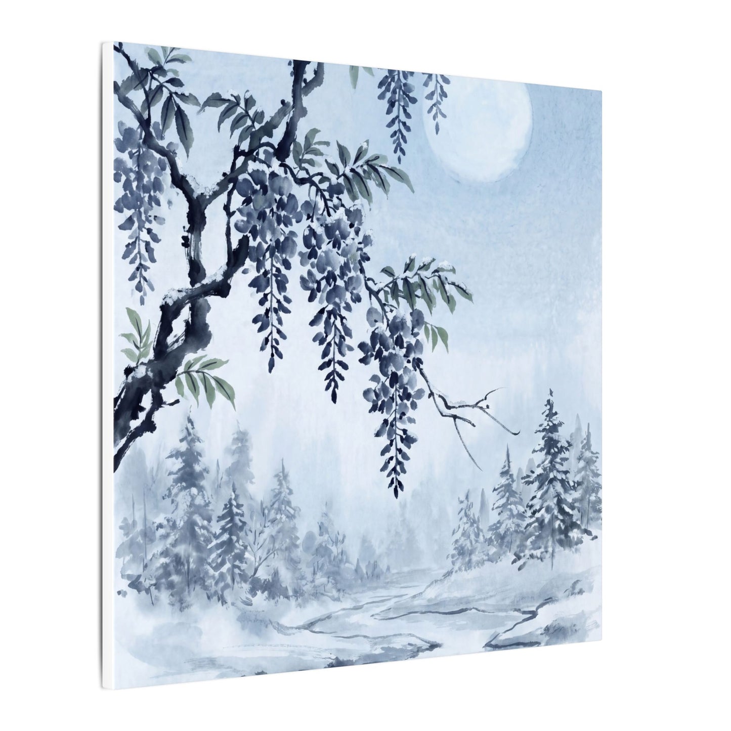 Seijaku Wisteria Canvas Art - Zen Sumi E