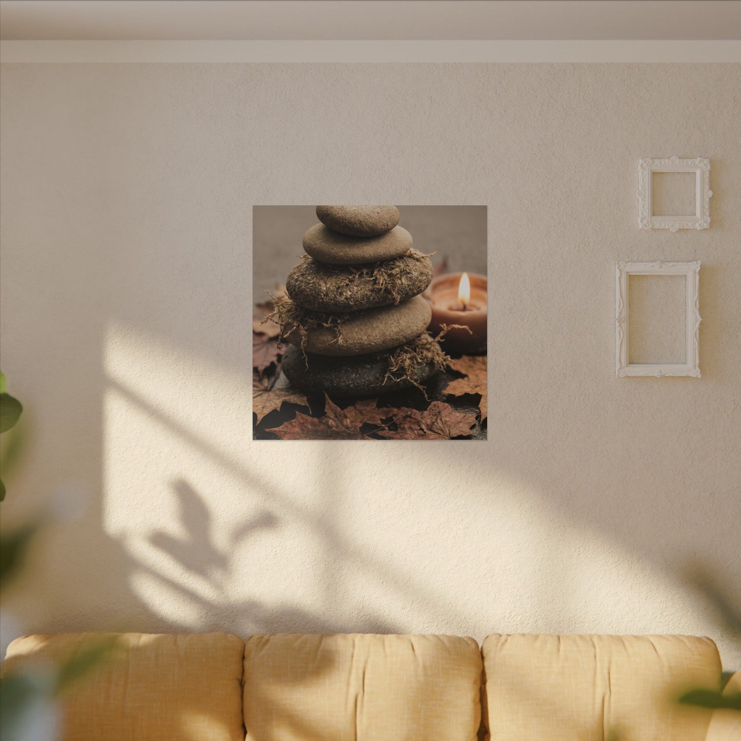 River Stones Canvas Art | Autumn Japandi Texture Art