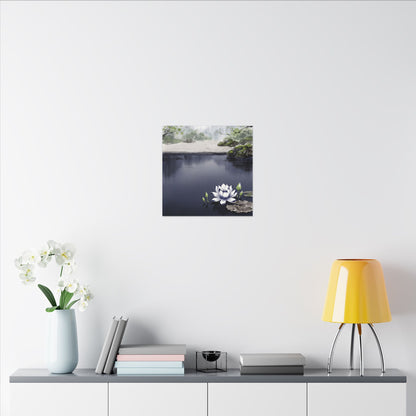 Lotus Flower Karesansui Canvas Art | Tranquil Zen Art