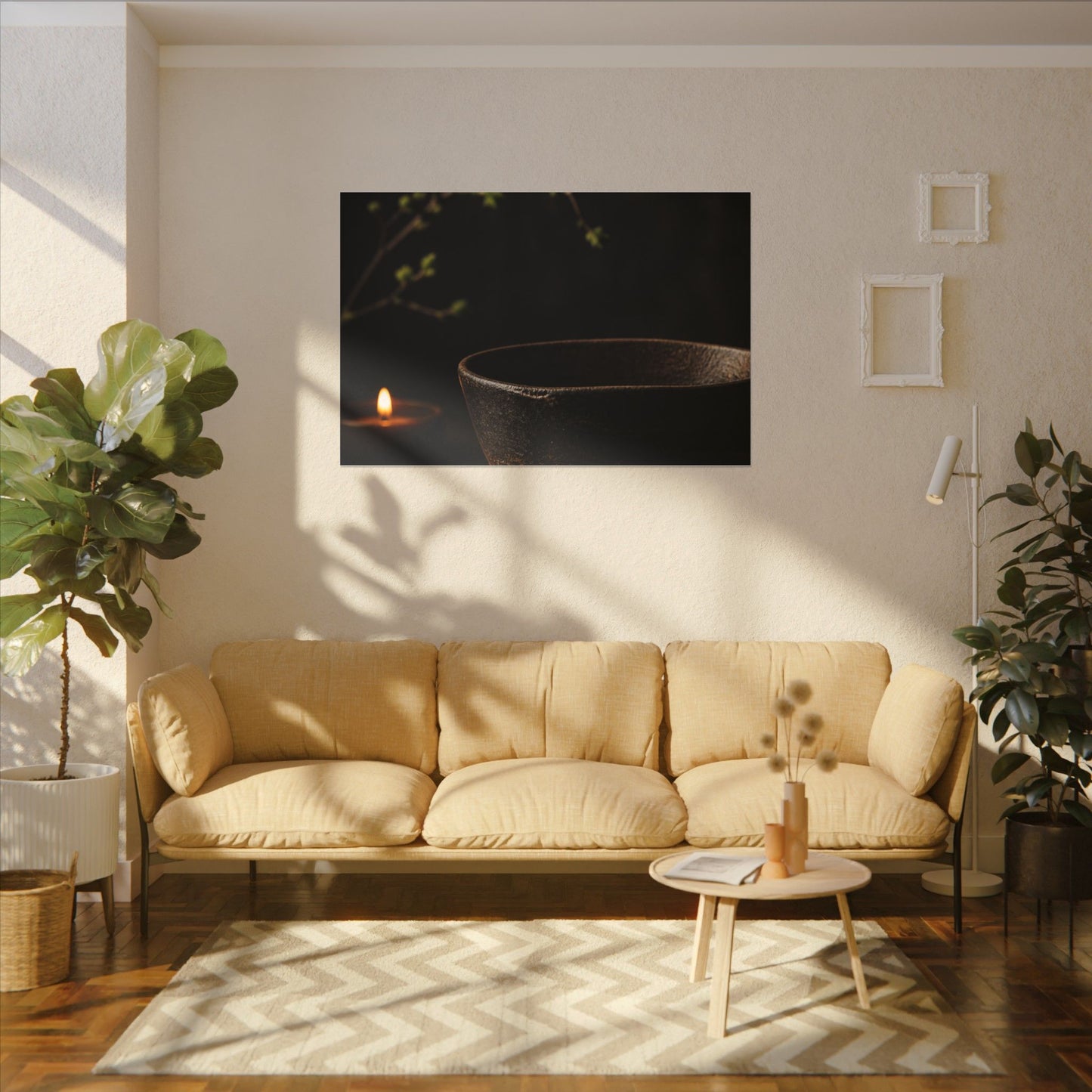 Moody Ceramic Bowl Canvas Art - Shadow Zen Dark Japandi