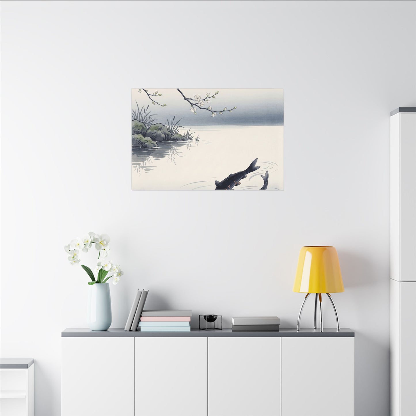 Ma Koi Pond Canvas Art - Zen Ukiyo E Inspired