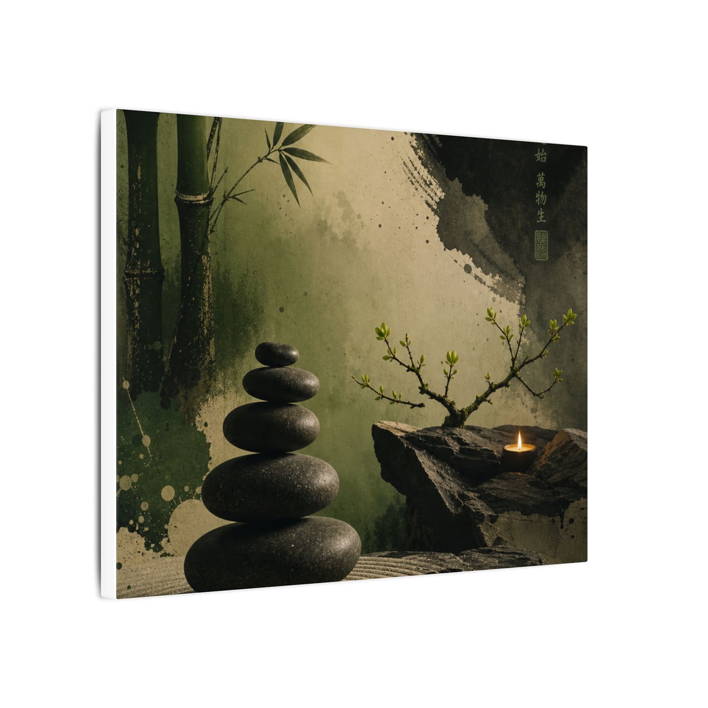 River Stones Spring Canvas Art | Zen Contemplative Design