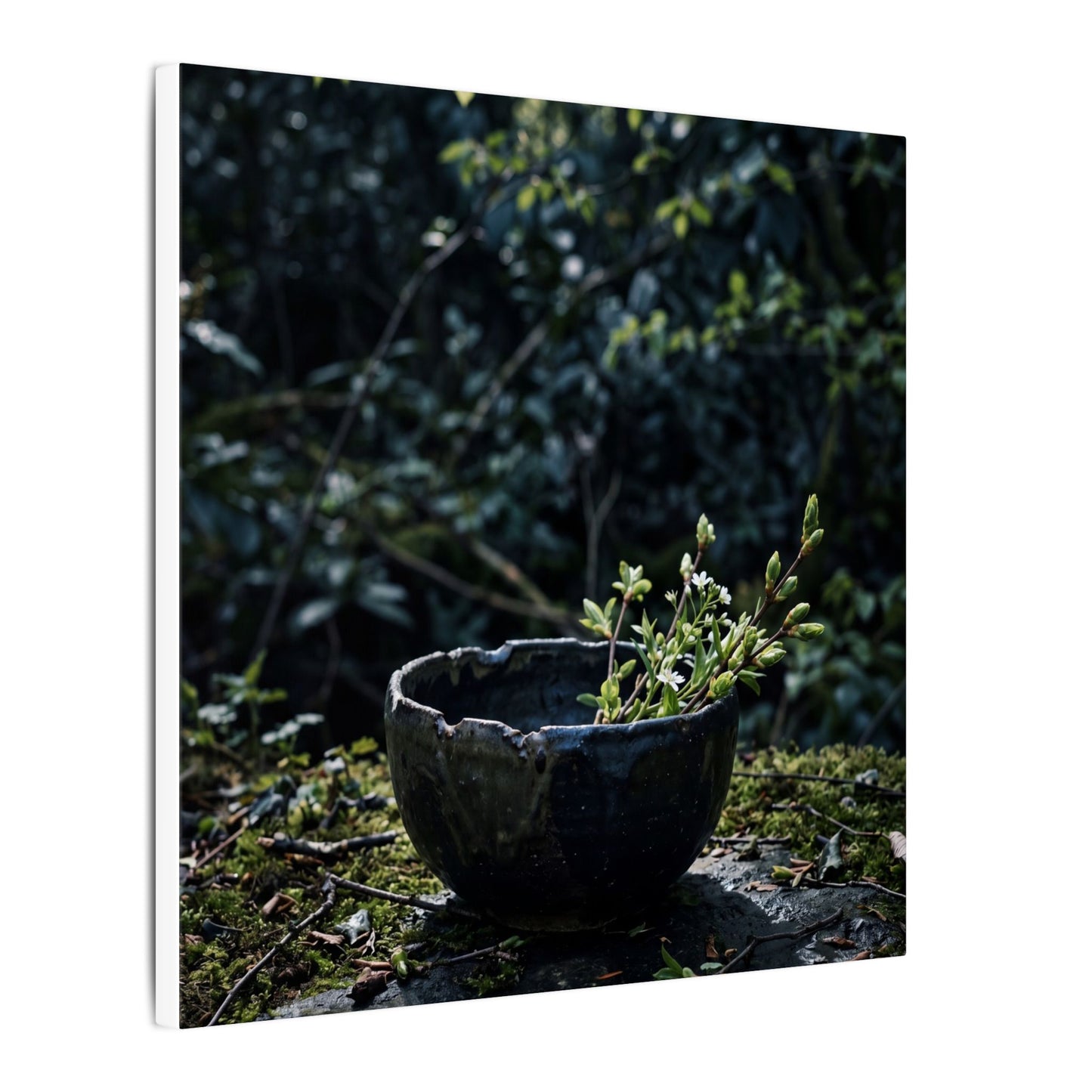 Dappled Ceramic Bowl Canvas Art - Dark Japandi Datsuzoku