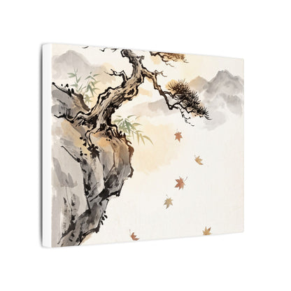 Peaceful Pine Tree Canvas Art - Sumi E Zen