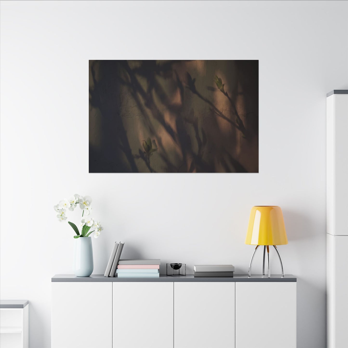 Candlelight Shadow Play Canvas Art - Dark Japandi Shibui