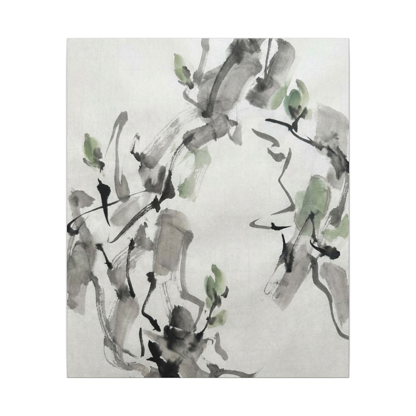 Zen Ink Brushstroke in Overcast | Sumi E Canvas Art