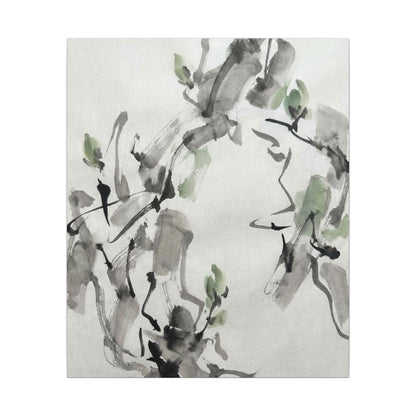 Zen Ink Brushstroke in Overcast | Sumi E Canvas Art
