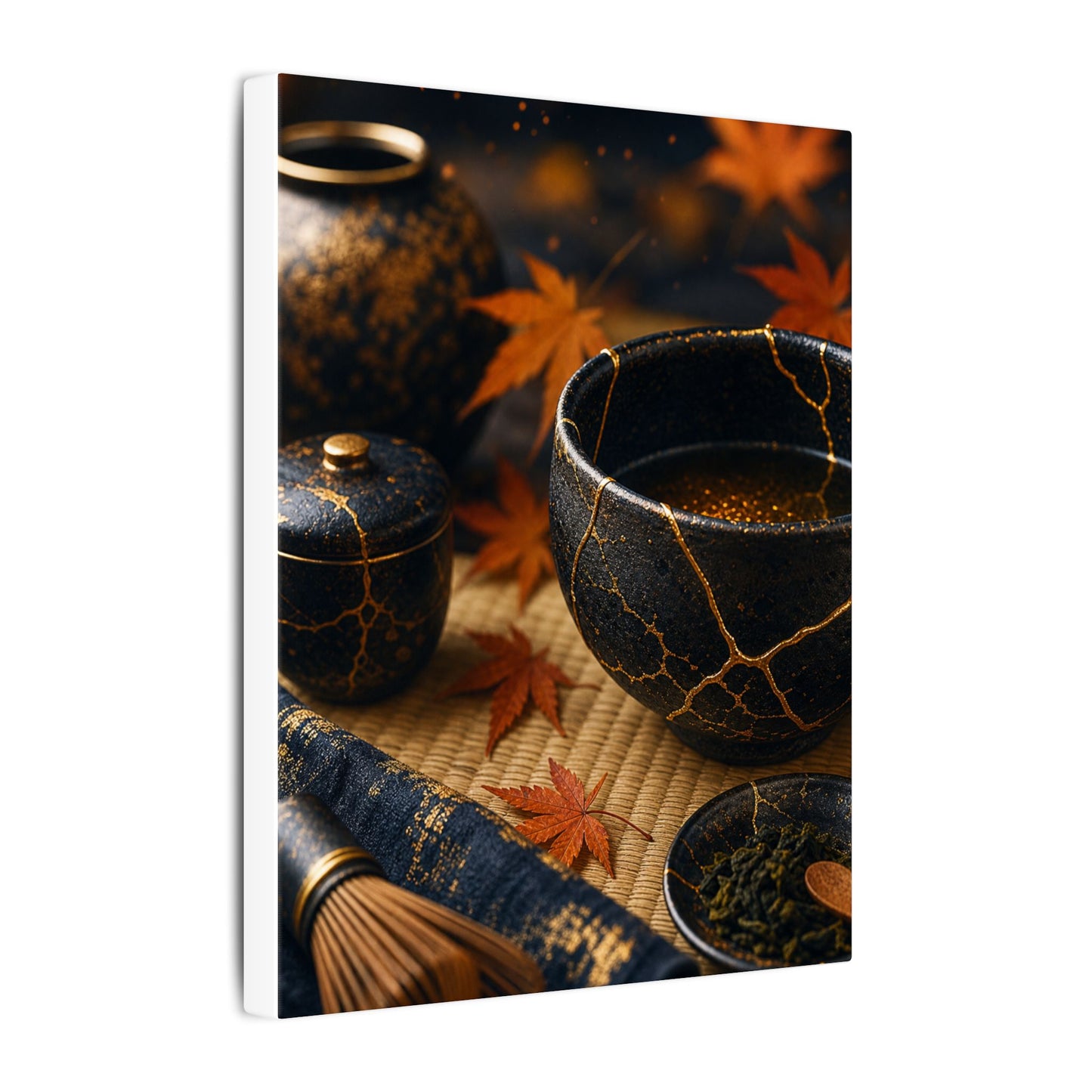 Seijaku Tea Ceremony Canvas Art - Kintsugi Gold Repair