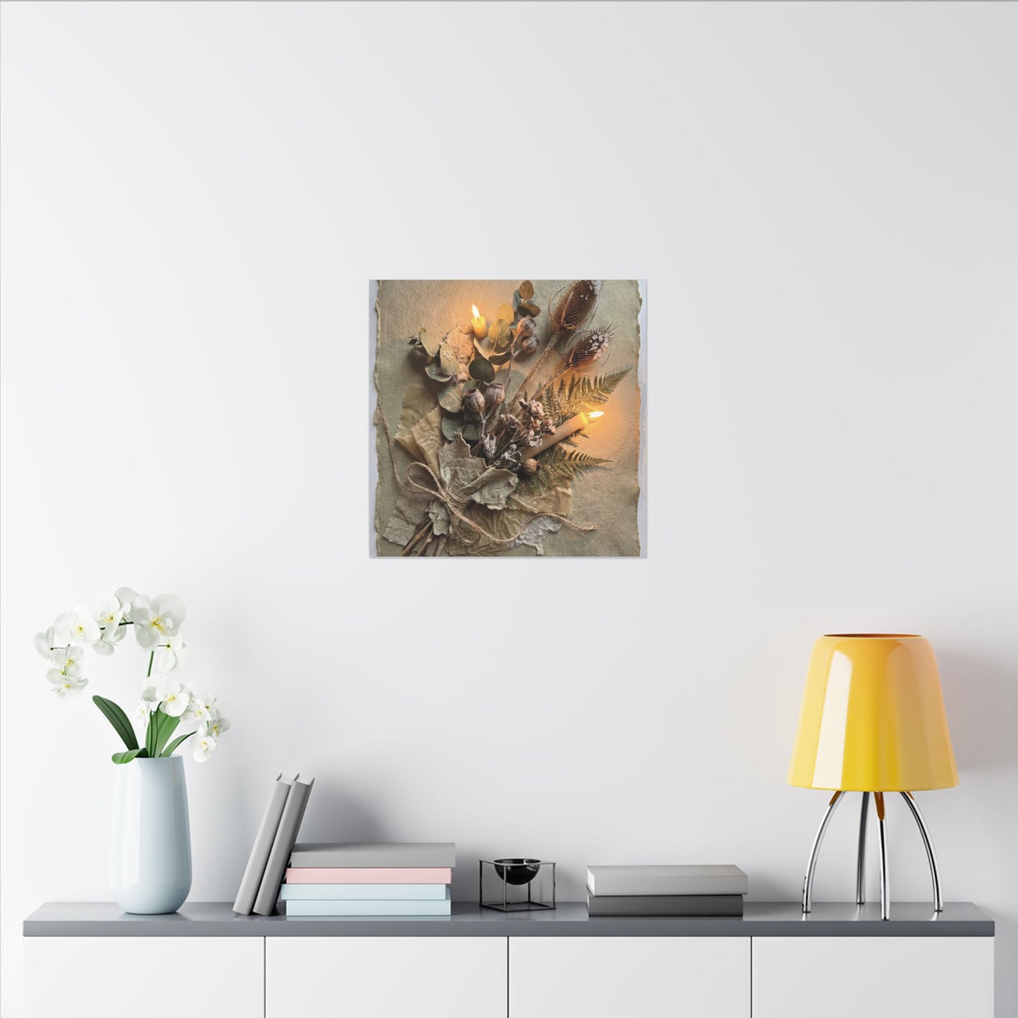 Dried Flowers Texture Canvas Art | Warm Japandi Art
